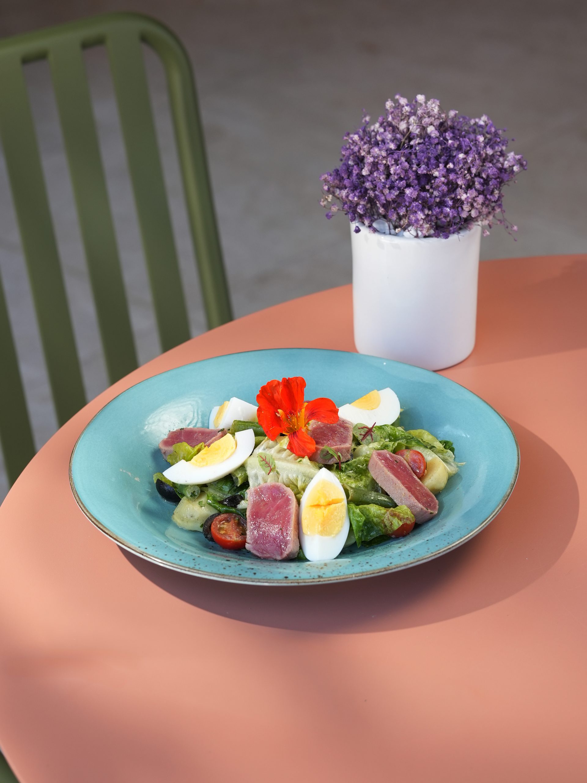 Salad with seared tuna and boiled egg at Malva, Paradisus by Meliá Bali