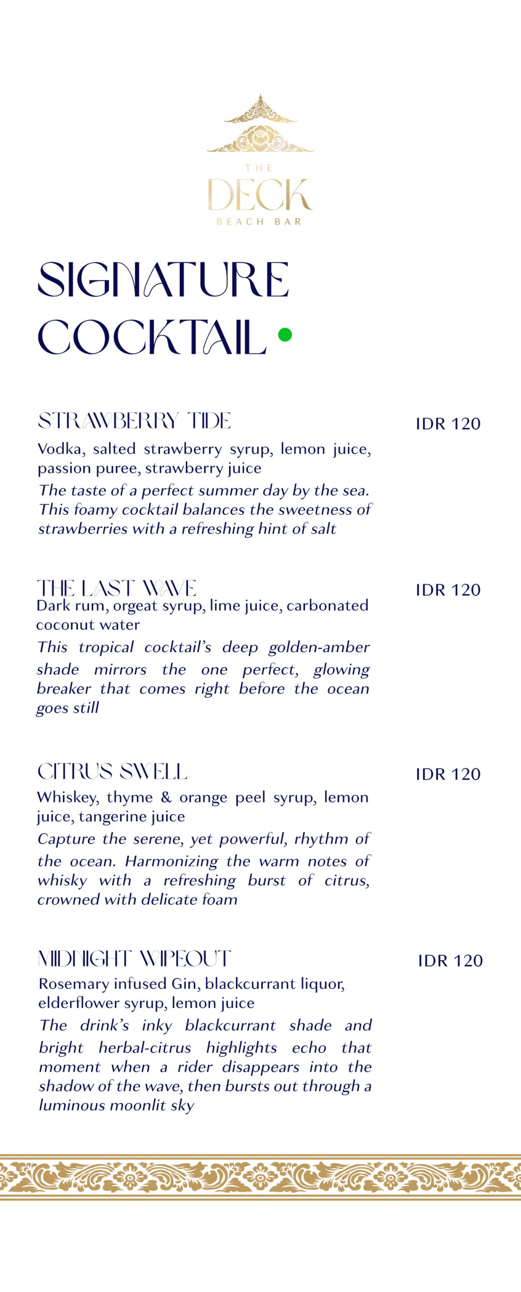 THE DECK MENU, page 8 of 11