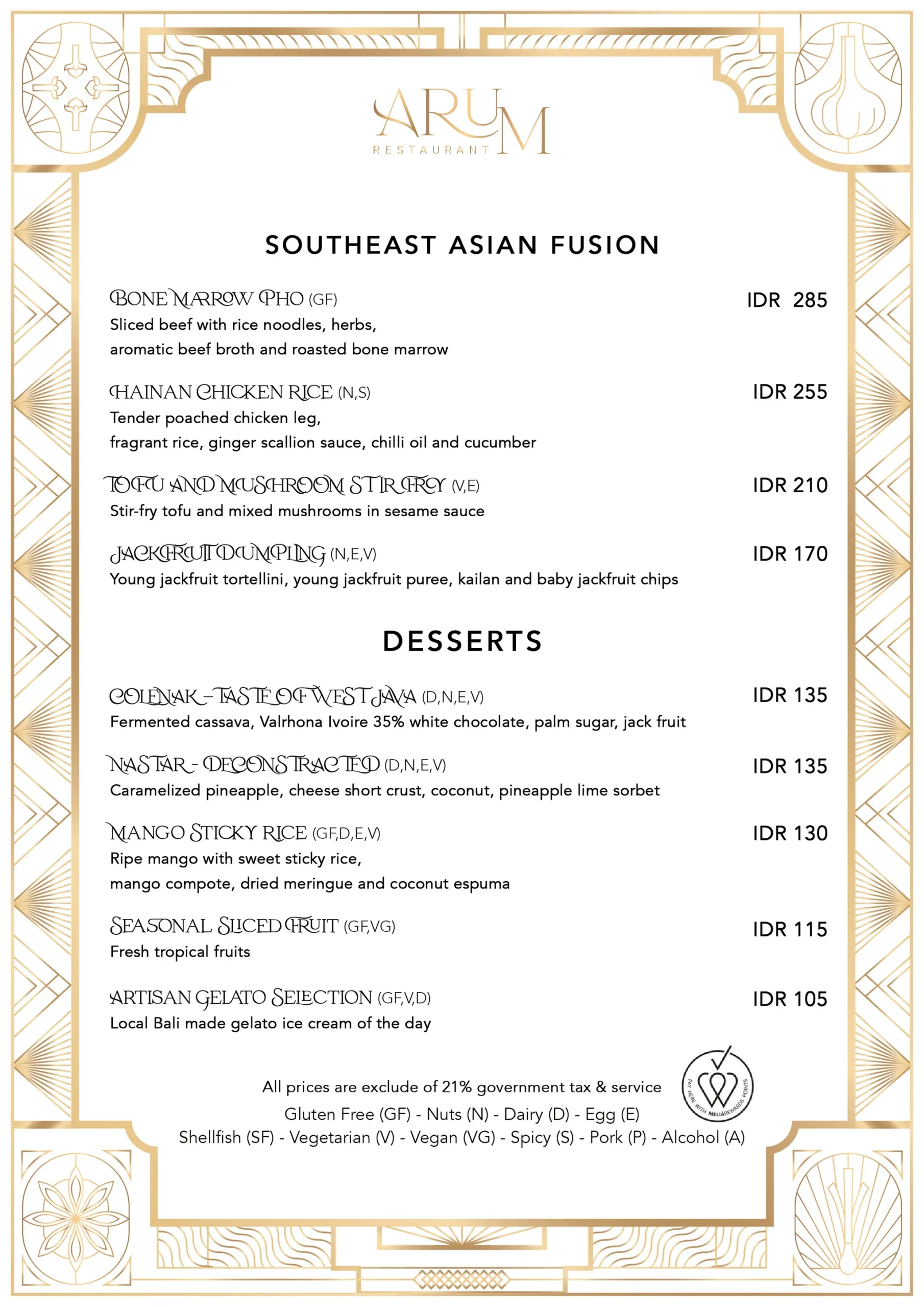 ARUM MENU, page 2 of 7
