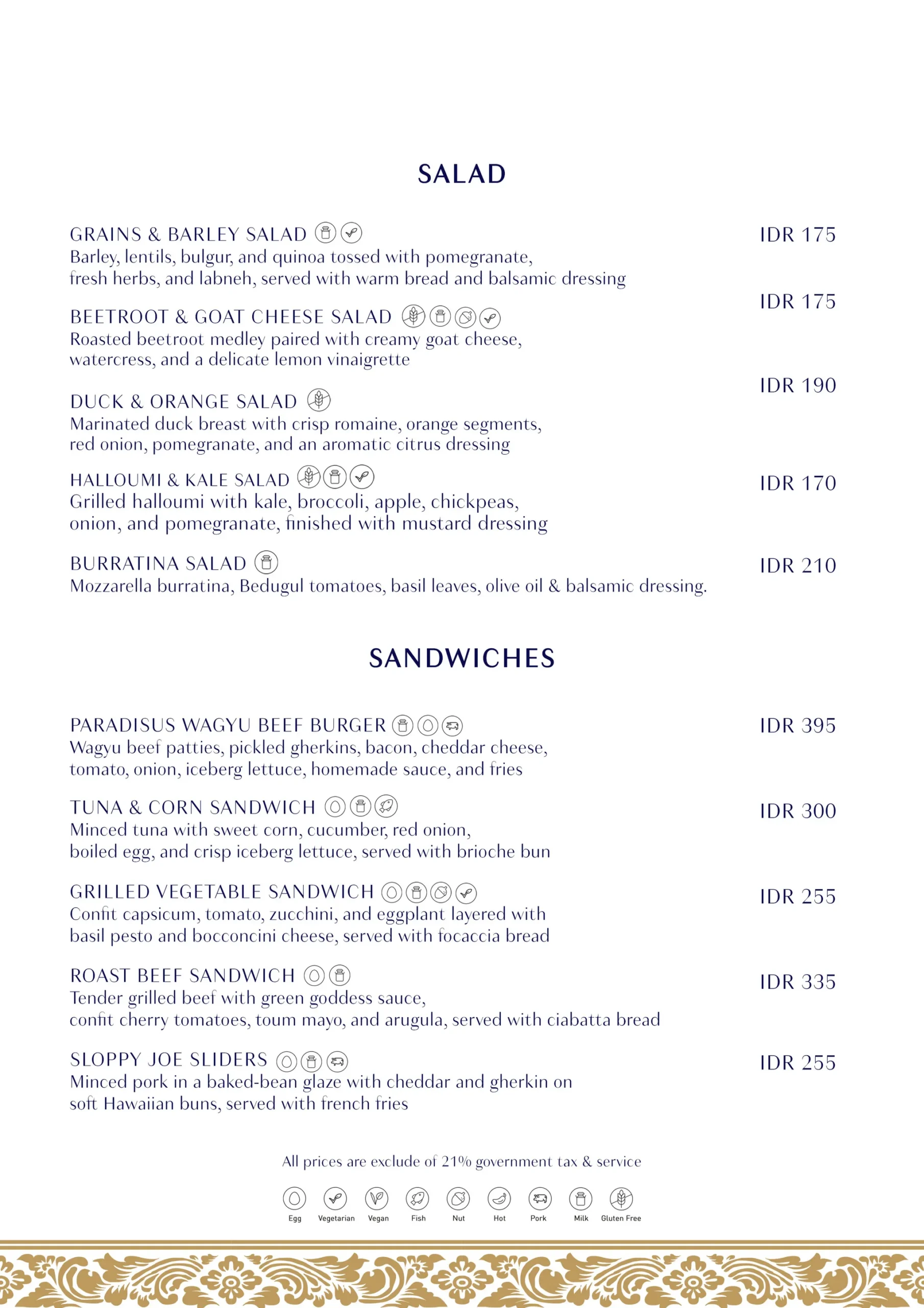 THE DECK MENU, page 2 of 11