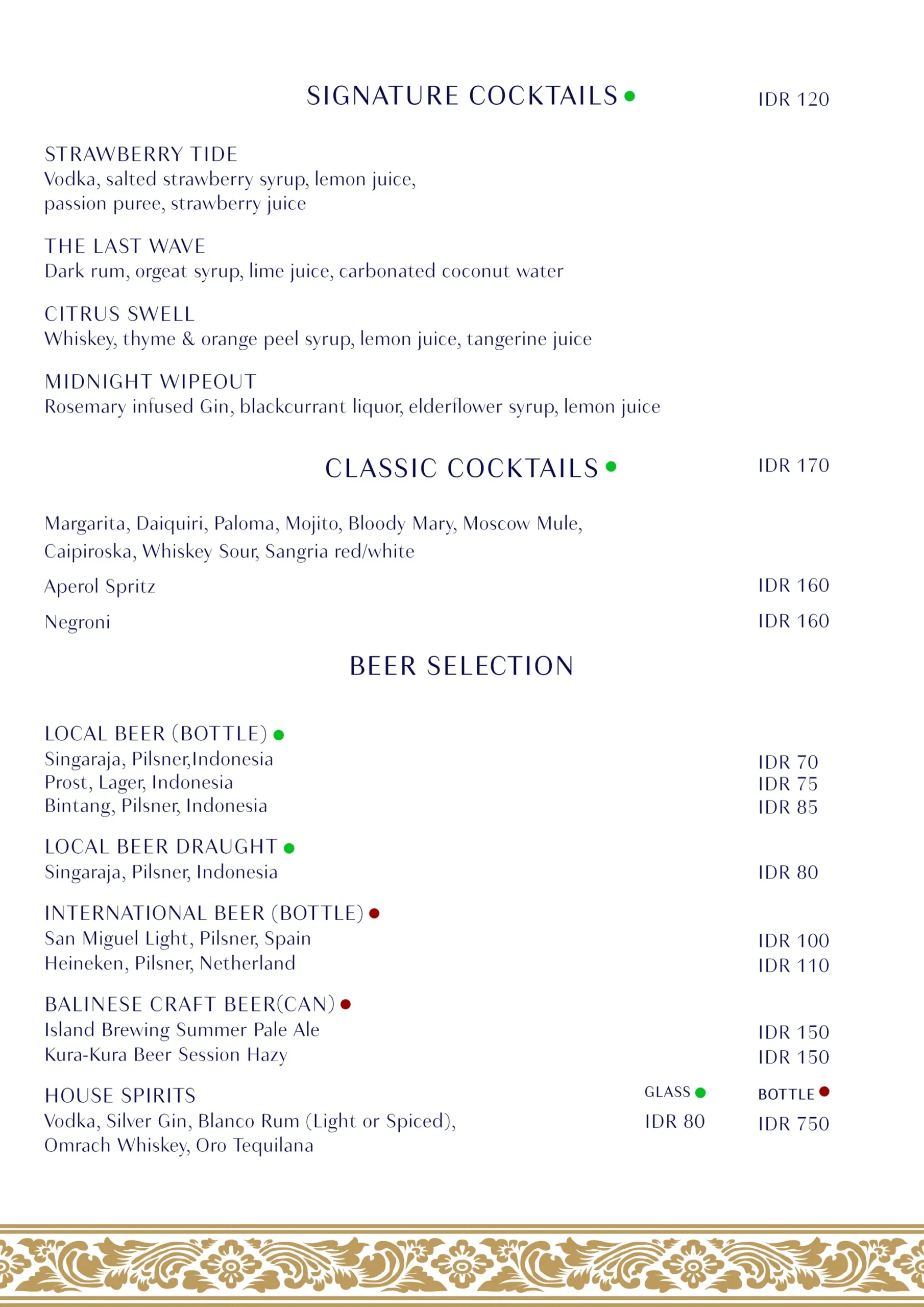 THE DECK MENU, page 5 of 11