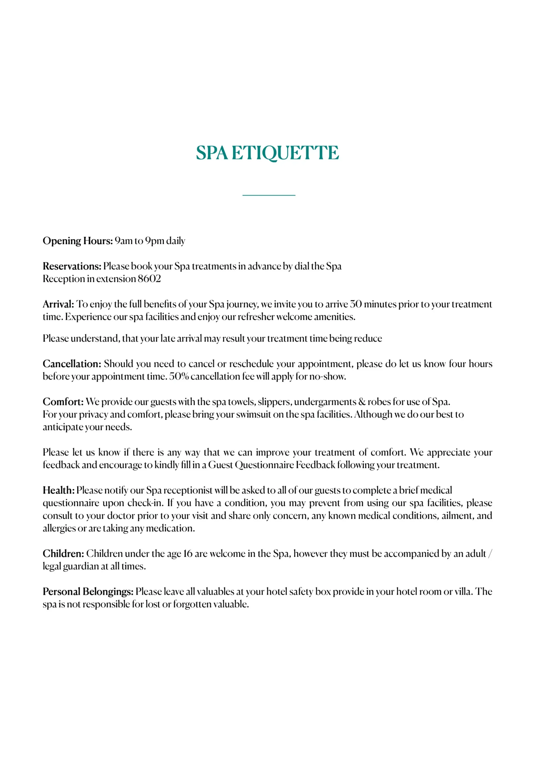 YHI SPA MENU, page 19 of 22