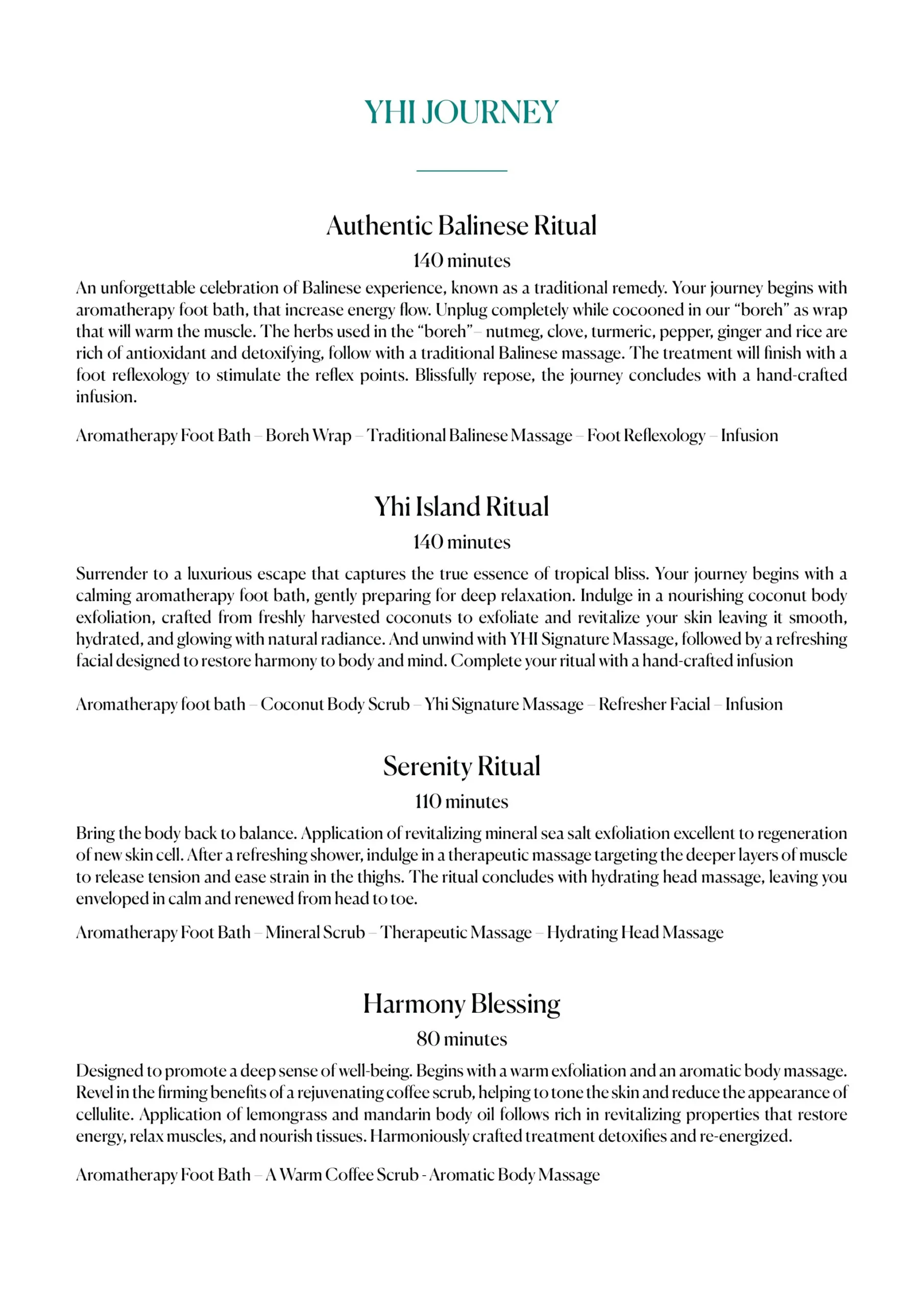 YHI SPA MENU, page 5 of 22
